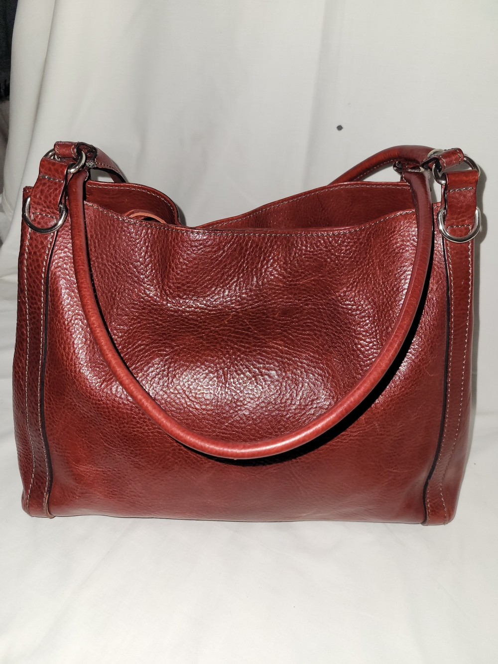 Vintage Scuolo Del Cuoio Italian Leather Shoulder Bag in Deep Red